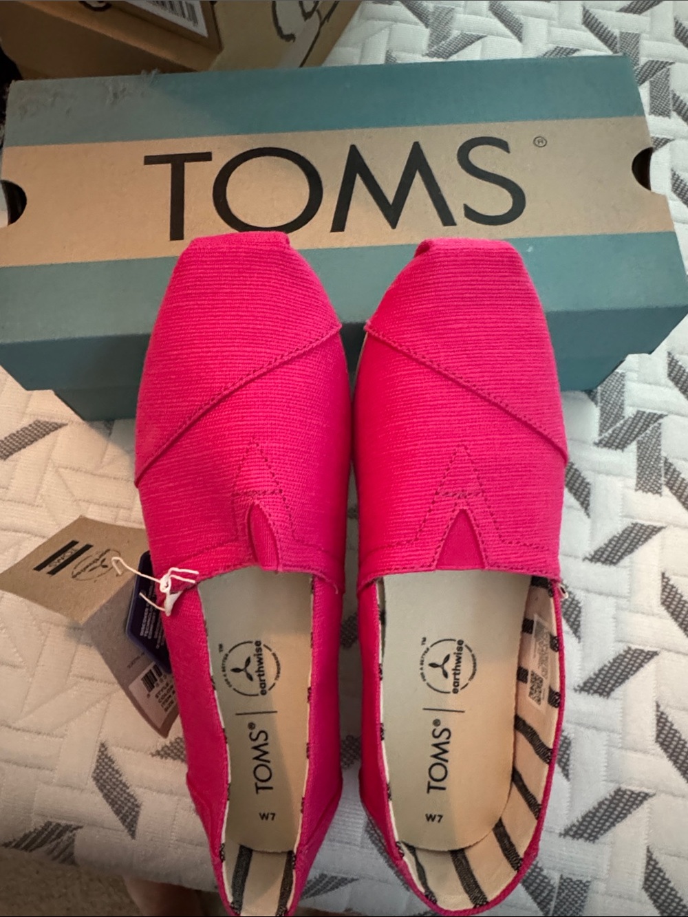 TOMS Women's Slip-On Sneakers in Hot Pink Canvas size 7